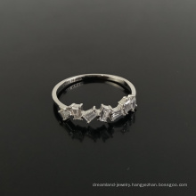 925 sterling silver rectangular cut diamond three-dimensional zircon wedding ring